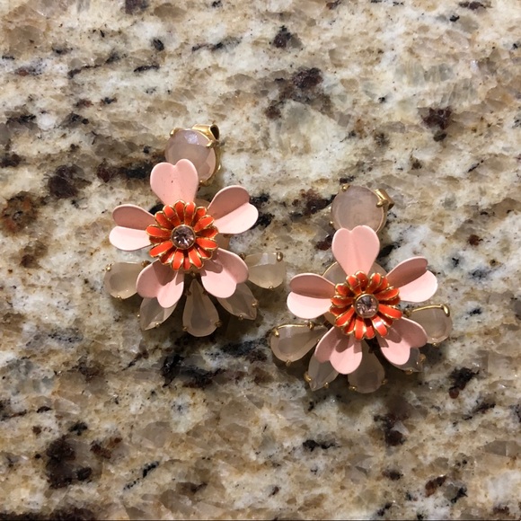 J. Crew Flower earrings blush orange - Picture 2 of 3
